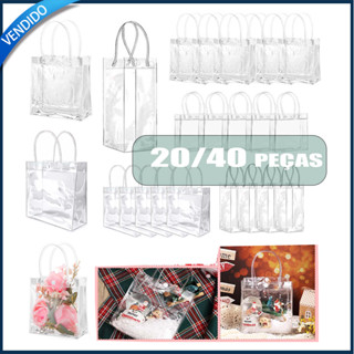 20/40 Sacos De Presente Transparentes , Em Plástico Com Alça E Botão PVC Transparente Reutilizáveis Para Festas De Noiva em Oferta na Shopee
