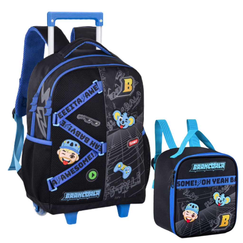 Kit Mochila Youtuber Brancoala De Rodinhas e Lancheira Térmica Clio em Oferta na Shopee