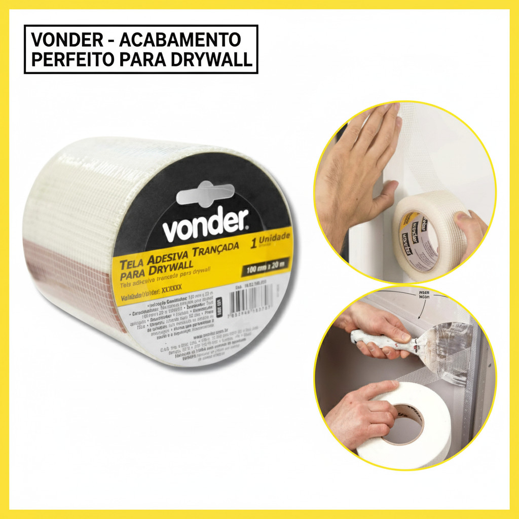 Fita Telada Adesiva VONDER para Drywall - 100 mm x 20 m