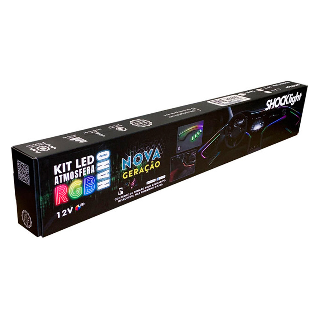 Kit Led RGB Nano Atmosfera 10X1 12V Bluetooth APP Strobo Driver Central