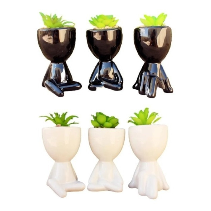 Vasos Decorativo Para Plantas - Boneco Robert Preto / Branco em Oferta na Shopee