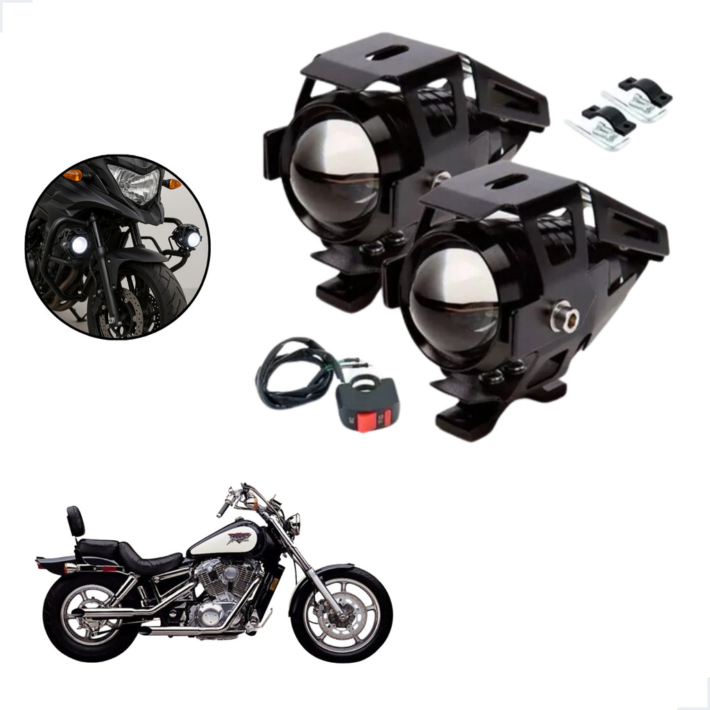 Kit Farol de Milha LED U5 Moto Honda SHADOW VT 1100 1994 1996 1997 1998 Super Brilho 6000K