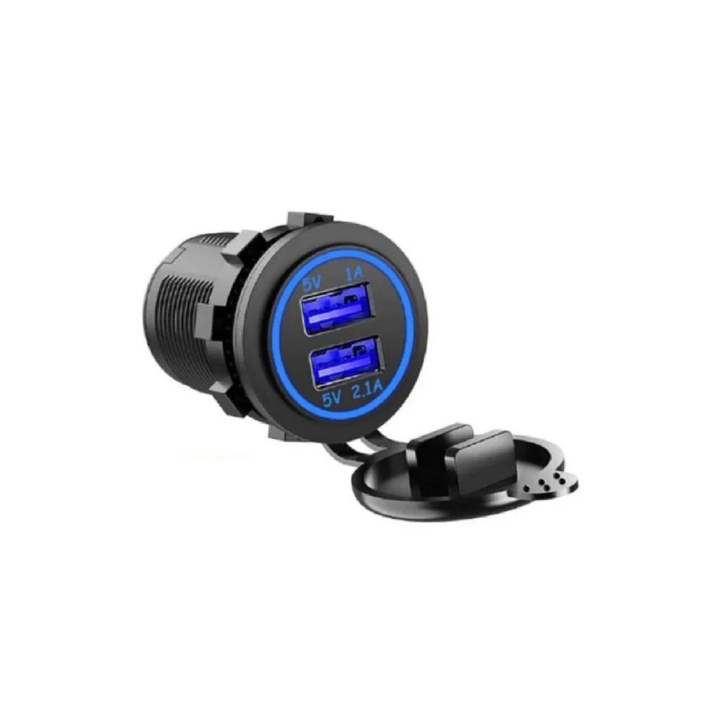 Tomada Carregador Usb 12v/24v Veicular 2 Saídas 1.0a E 2.1a