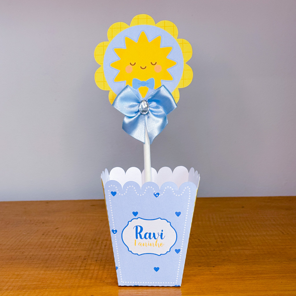 Centro de Mesa RAIO DE SOL MENINO (PEGUE E MONTE) / Cachepot Cachepô Personalizado/ Festa Aniversário Lembrancinha Mimo