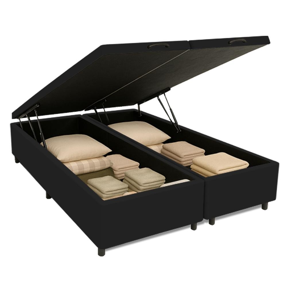 Cama Box Com Baú King 1,93m Prince Suede Preto