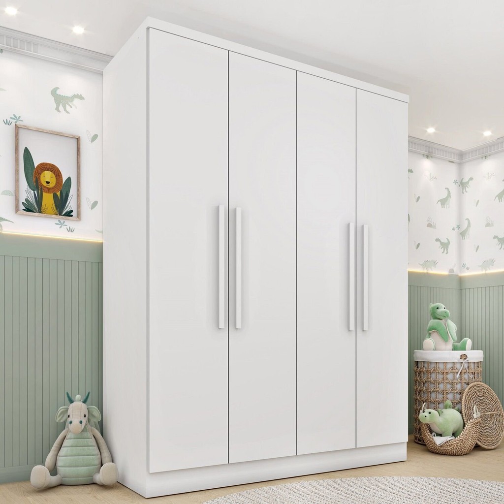 Guarda-roupa Infantil 4 Portas 2 Gavetas 133cm Harmonia Espresso Móveis Neve em Oferta na Shopee