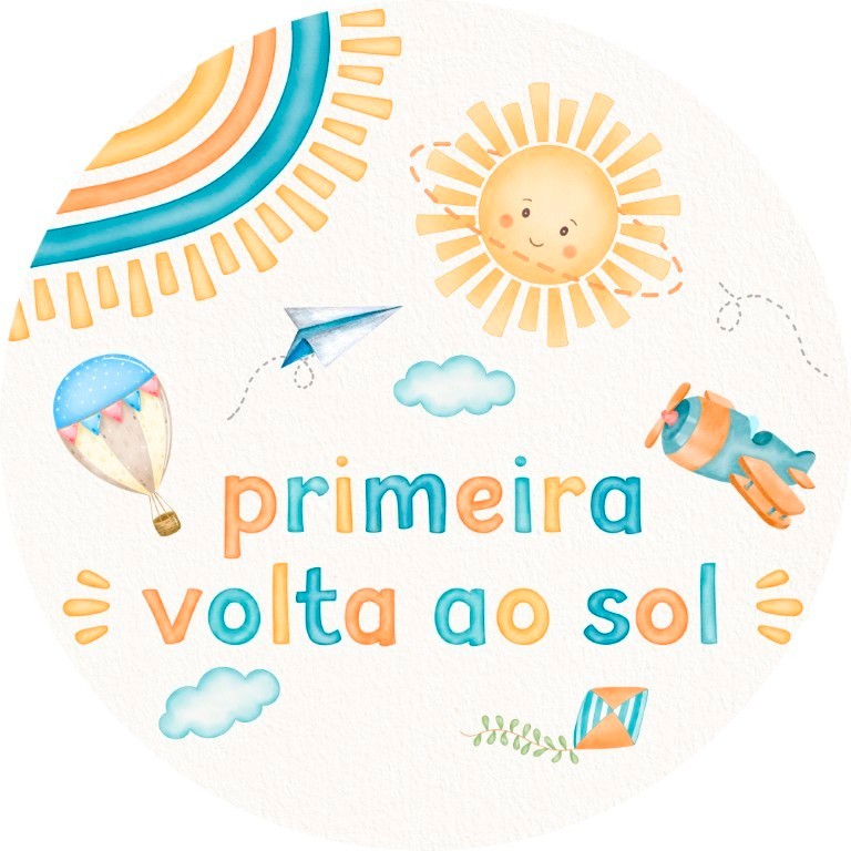 PAINEL DE FESTA 365 DIAS - VOLTA AO SOL - 1 ANINHO EM TECIDO SUBLIMADO REDONDO em Oferta na Shopee