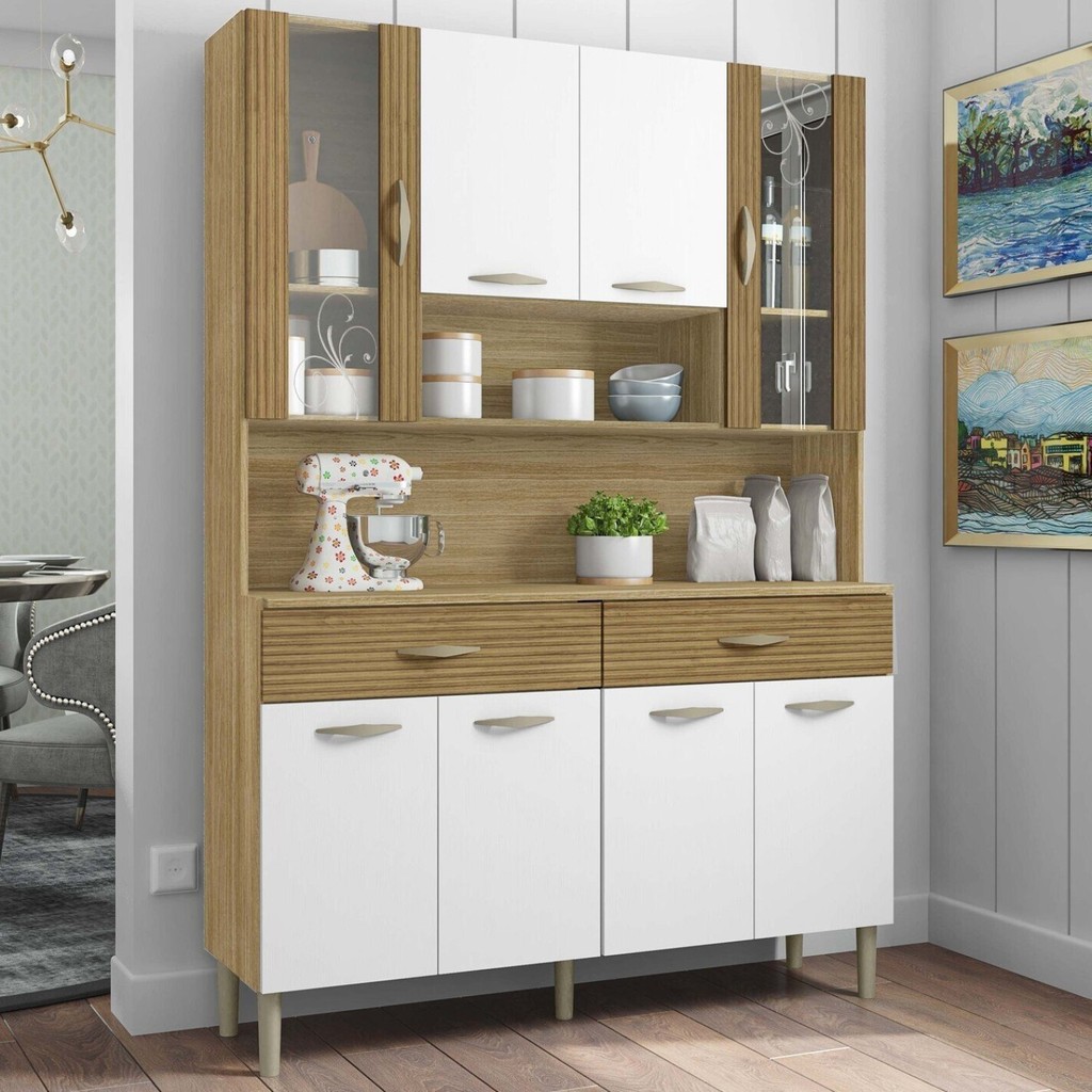 Armário de Cozinha 8 Portas 2 Gavetas Golden  Freijó/Supremo/ CP- Ripado Freijó em Oferta na Shopee