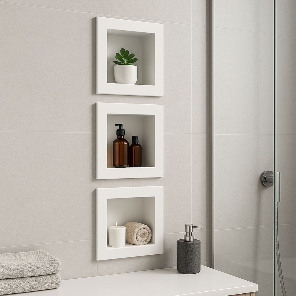Kit 3 Nichos 20x20 Decoração Banheiro Sala Cozinha Moderno Embutir Parede Domus