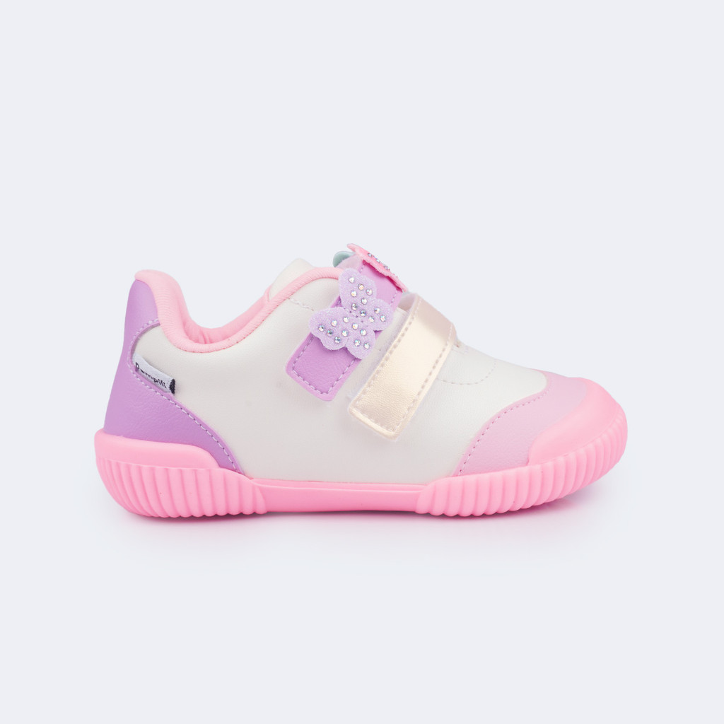 Tênis Infantil Calce Fácil com Borboletas Strass Pampili em Oferta na Shopee