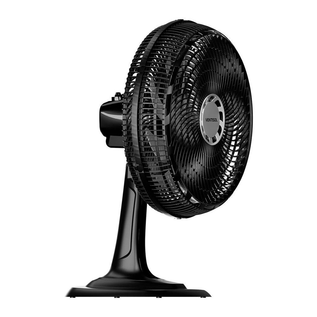Detalhes do Ventilador de Mesa Ventisol Oscilante Turbo Grade De Plástico 10P 50CM 150W 127V Preto