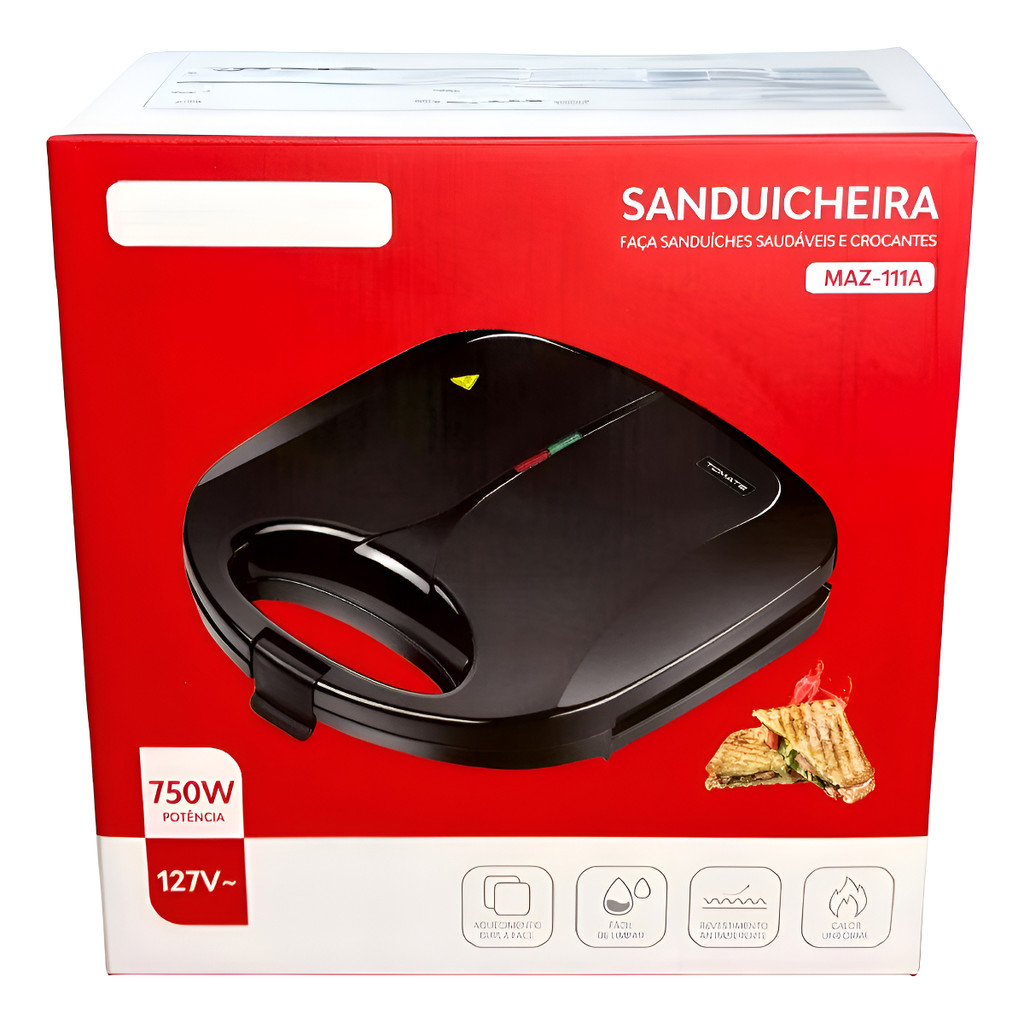 Sanduicheira Elétrica Antiaderente 750w 127/220v Aikino