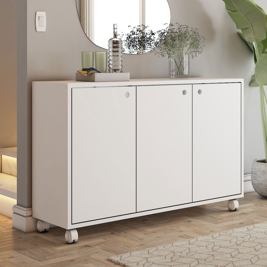 Balcão Buffet Palau 3 Portas Branco - Panorama Móveis em Oferta na Shopee