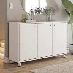 Balcão Buffet Palau 3 Portas Branco - Panorama Móveis