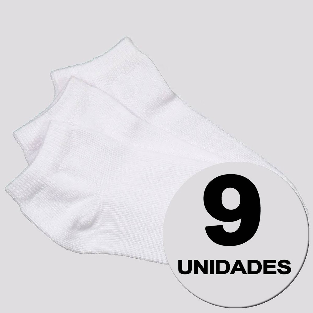 Kit Meia Selene Sapatilha Invisible Infantil 9 Pares Branca em Oferta na Shopee