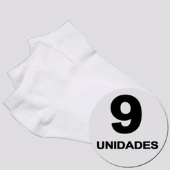 Kit Meia Selene Sapatilha Invisible Infantil 9 Pares Branca