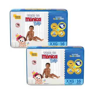 Kit 2 Fraldas Turma da Mônica Baby Jumbo XXG com 16un cada em Oferta na Shopee