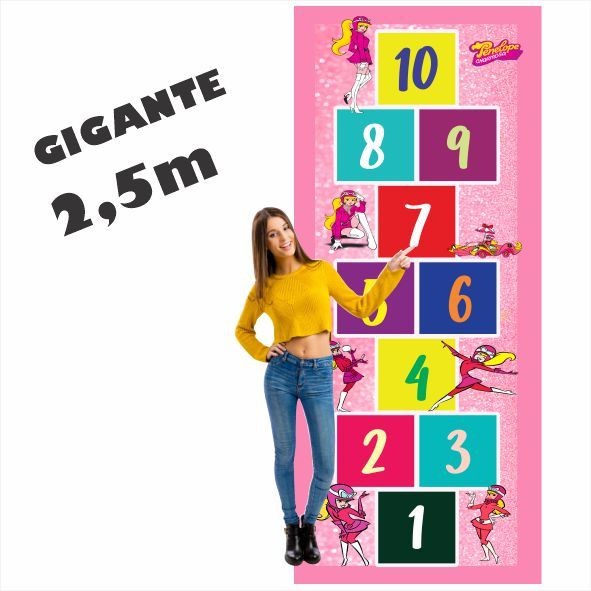 Lindo Tapete Jogo da Amarelinha Infantil Em Lona Penelope Charmosa Presente para meninas aniversário, dia das crianças,