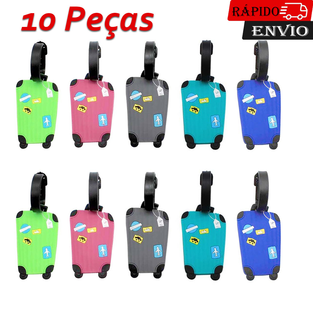 Conjunto de 10 etiquetas de bagagem de cores sortidas identificação etiquetas de viagem de proteção de privacidade