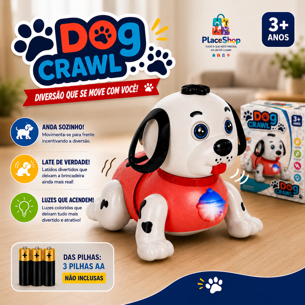 Cachorro Robô Infantil Anda Late e Acende Luzes