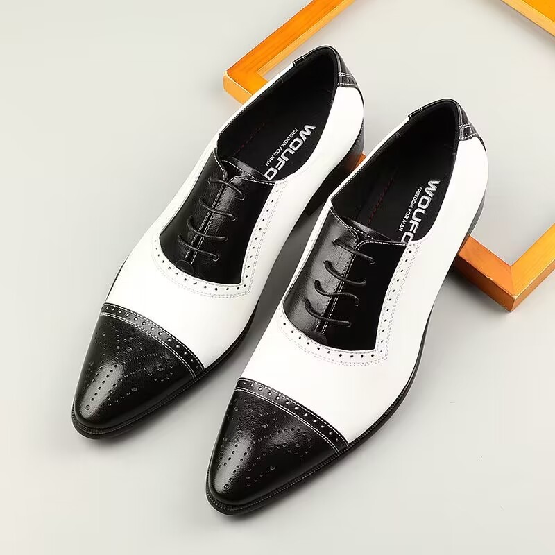 Branco preto britânico Brock sapatos de couro masculino estilista de cabelo moda couro genuíno negócios Formal Wear cor 