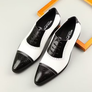 Branco preto britânico Brock sapatos de couro masculino estilista de cabelo moda couro genuíno negócios Formal Wear cor 