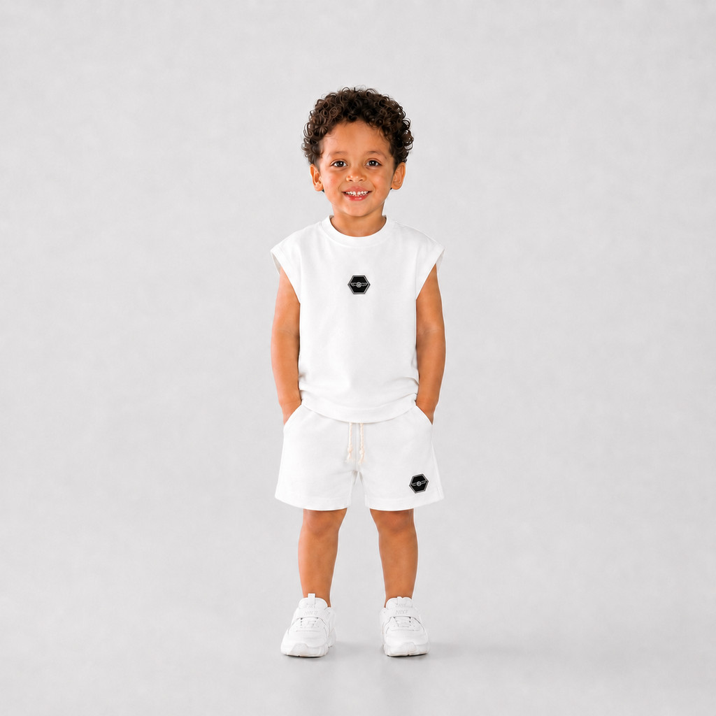 kit 2 peças Regatão e Shorts Off-white Rubber Hexagonal Black White