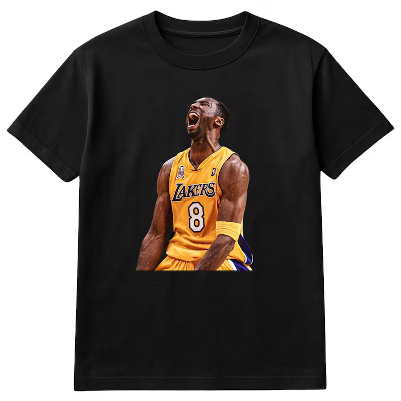Camiseta Oversized Masculina Feminina Estampada Kobe Bryant Lakers 8 Basquete Streetwear Casual Vintage T-shirt