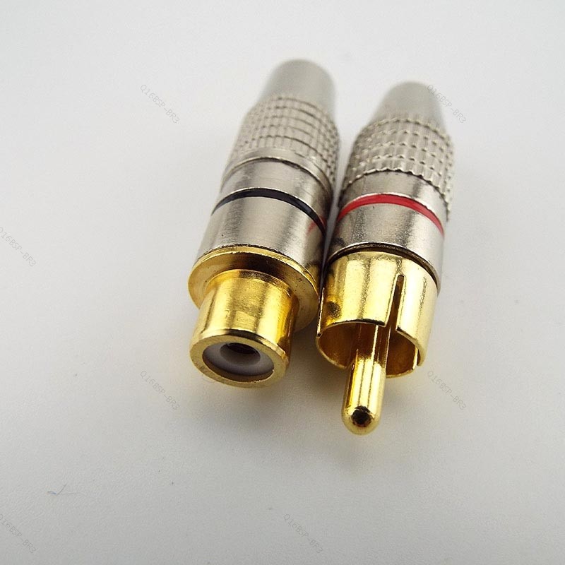 Conector Banhado A Ouro RCA Fêmea Para Cablagens Ou Macho plug Conversor De Áudio E Vídeo Cabo Coaxial De Solda BR16B3