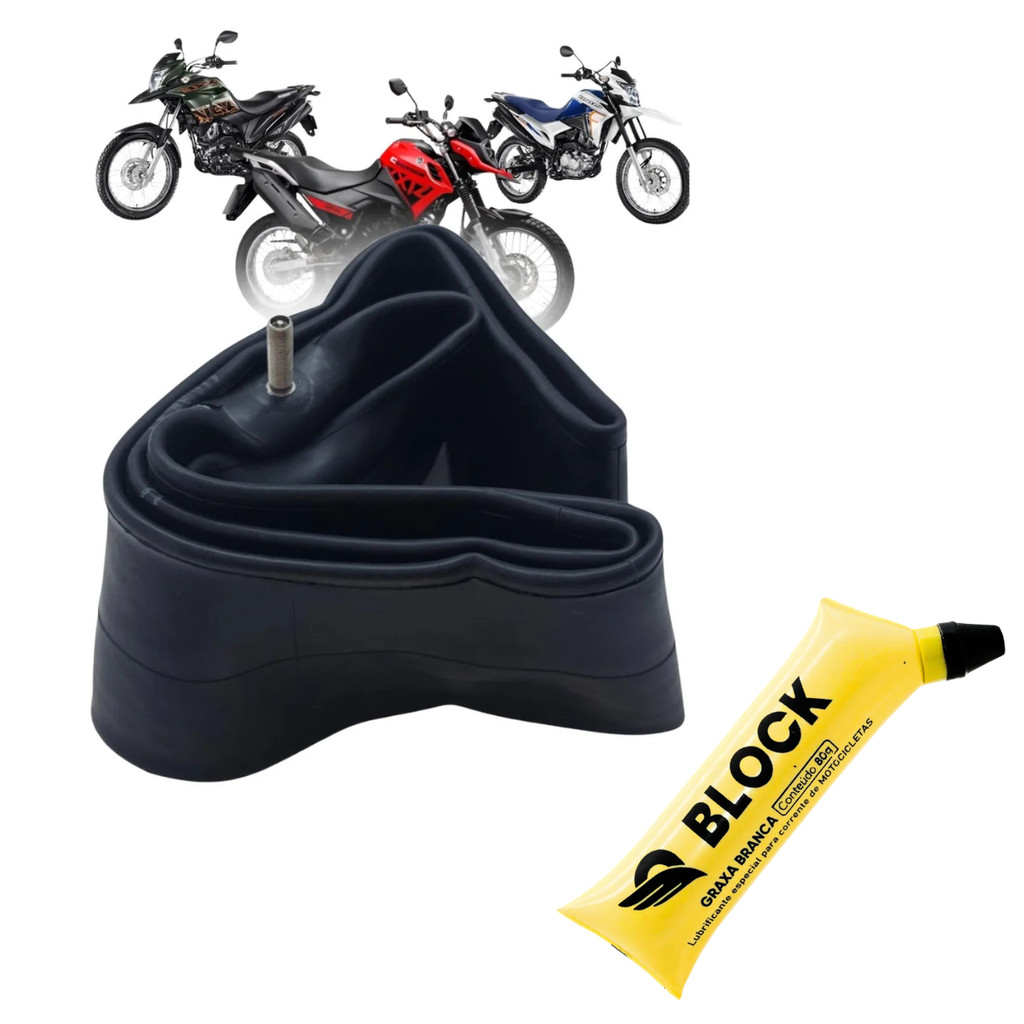 Câmara De Ar Moto Shiver Aro 17 Traseira Com Graxa Branca De Brinde Bros 160 Crosser 150 XRE 190