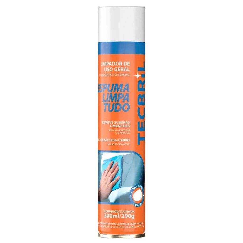 Espuma Limpa Tudo Tecbril 300ml Multiuso Limpa Estofado Sofá