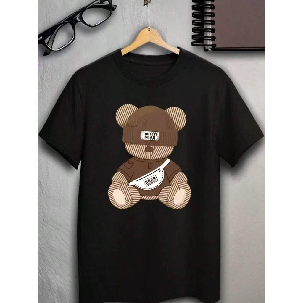 Camiseta Infantil Ursinho Bear Estampada Menino Menina Camiseta Infantil Unissex Casual Fofa Moda Kids Algodão Premium