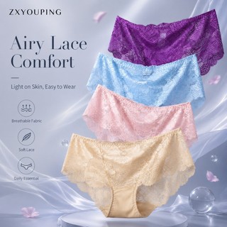 Calcinha Feminina De Renda Sem Costura Floral Macia Respirável Cueca Elástica Confortável Por ZXYOUPING