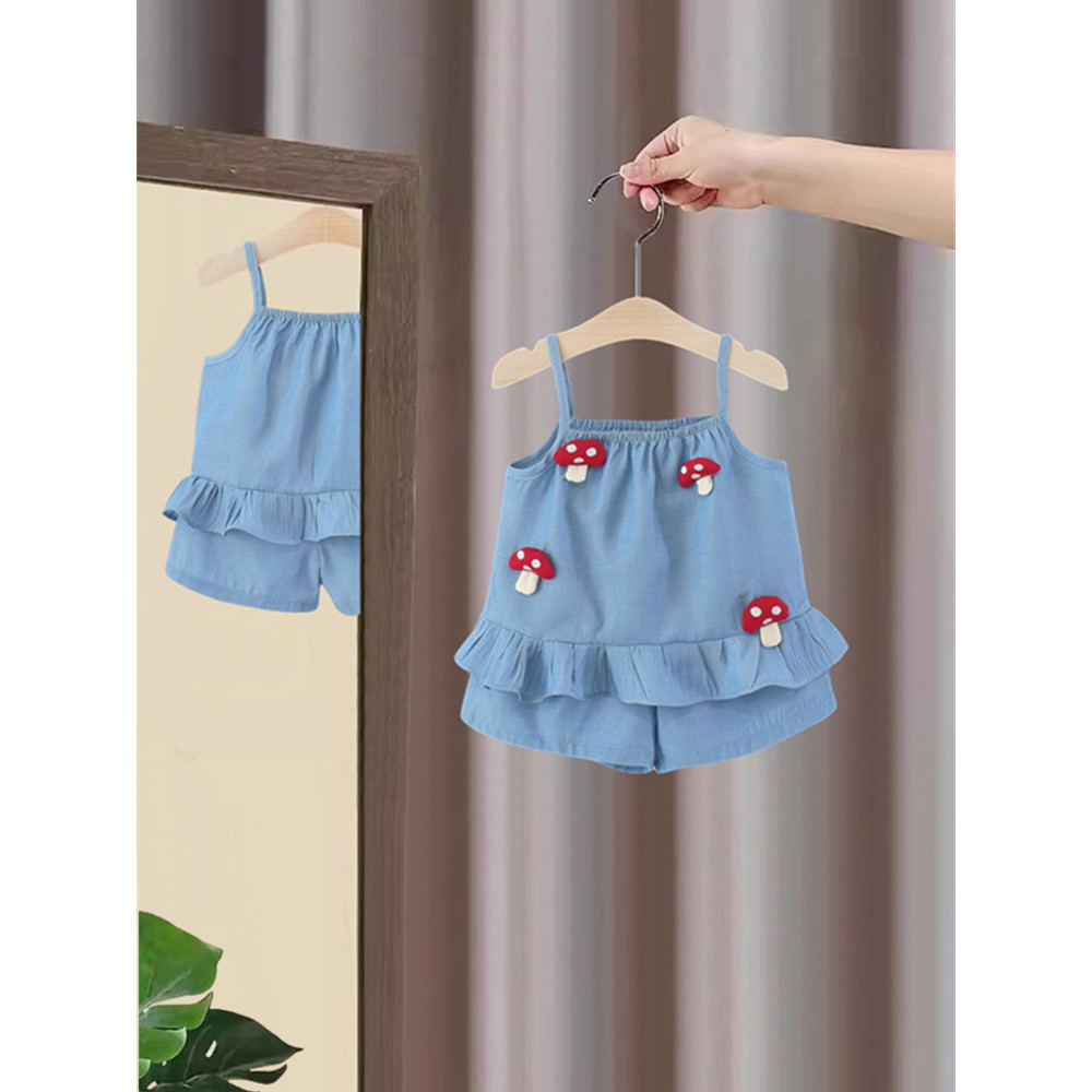 Meninas terno roupas de verão 2026 novo estilo bebê moda menina roupas bebê estilingue terno de duas peças verão