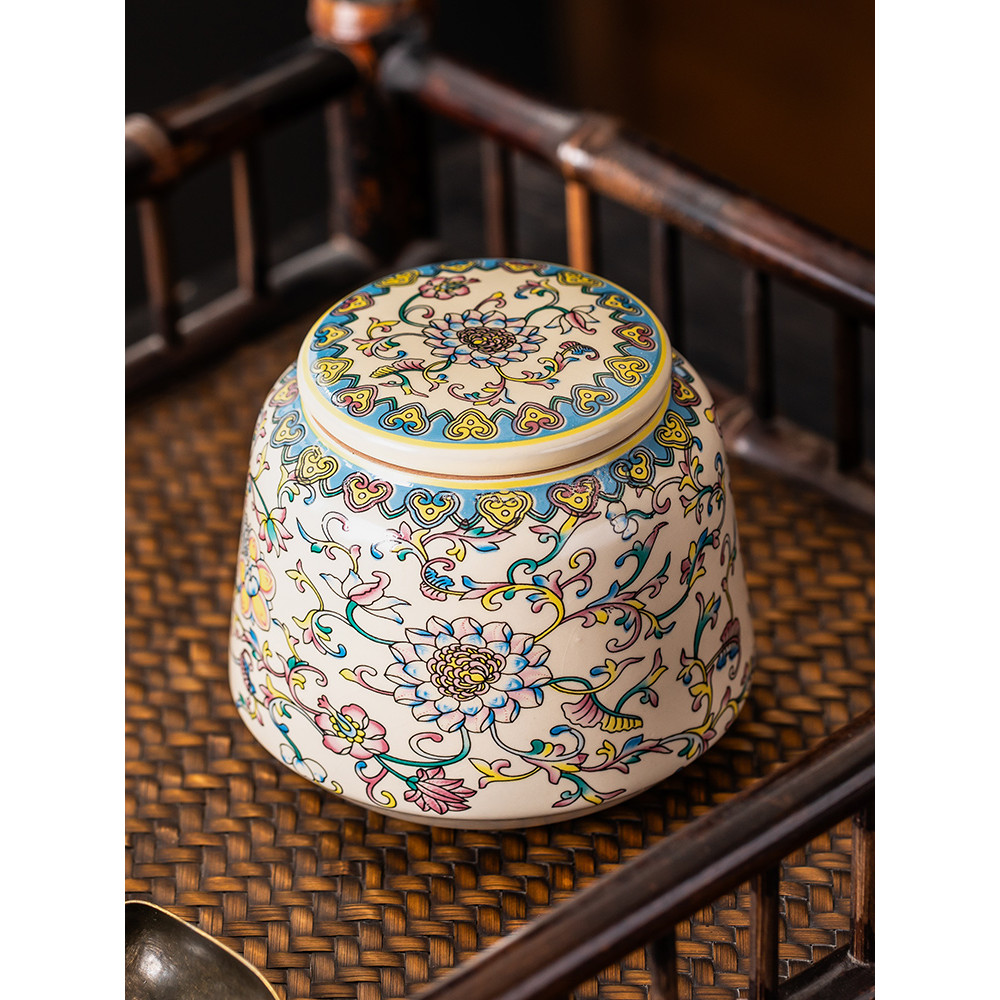 Marca de porcelana chá cerâmica esmalte colorido chá caddy High-End chá caddy selado à prova de umidade chá verde preto