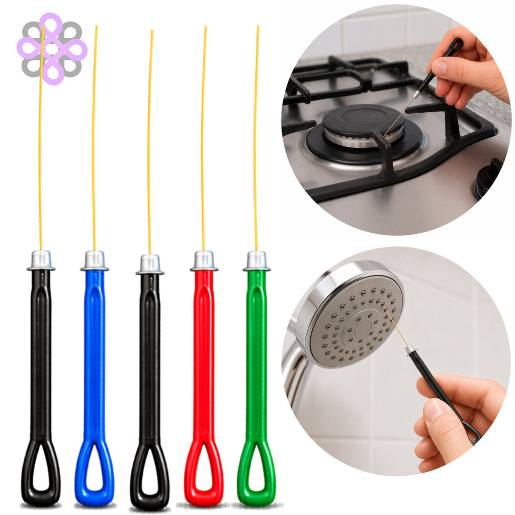 Kit 5 Agulha Desentupidora de Fogão Para Boca Entupida Bico de Gás Cooktop e Chuveiro