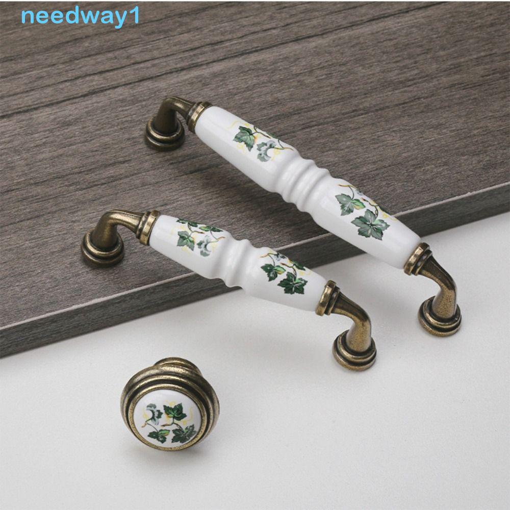 NEEDWAY Puxadores De Armário De Cerâmica , Gaveta Antigos Vintage , Maçaneta De Porta De Guarda-Roupa De Bronze Europeu