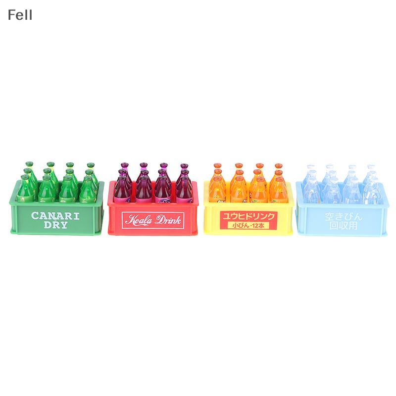 [Fel] 1 Conjunto 1 : 12 Casa De Bonecas Em Miniatura Bebidas Refrigerante Garrafa Com Caixa De Armazenamento Modelo Bone