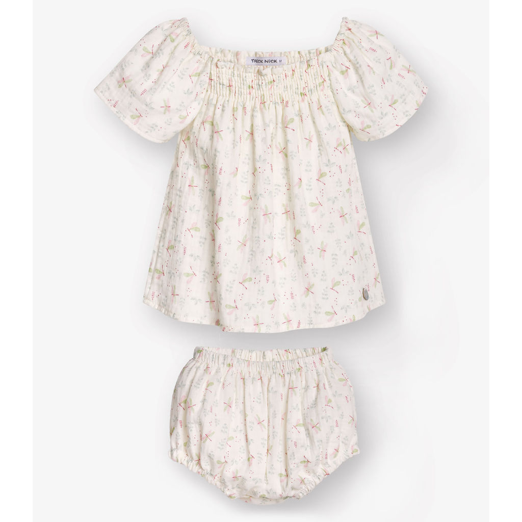 Conjunto Bata com Calcinha Menina Trick Nick Bege