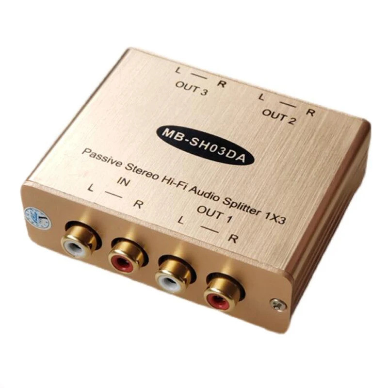 Divisor de Áudio Hi-Fi Estéreo Passivo de 3 Canais 1 X 3 Distribuidor de Áudio Analógico RCA com Isolamento para Laptop