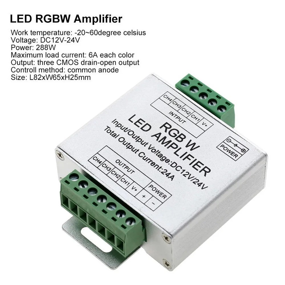 Amplificador LED RGBW/RGB DC12V/24V 24A Saída Para Strip Power Repetidor Console Controlador ﻿