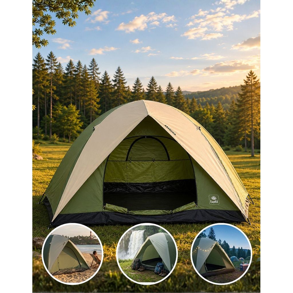 Barraca de Acampar para 7 Pessoas Verde Alta Impermeável Premium Camping Viagens com Bolsa Belfix
