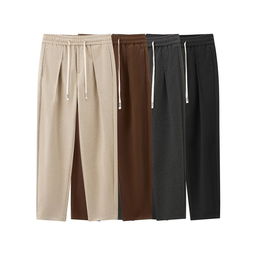Calças de lã masculinas outono inverno cor sólida calças casuais All-Match Harem calças magras masculinas magro-ajuste n