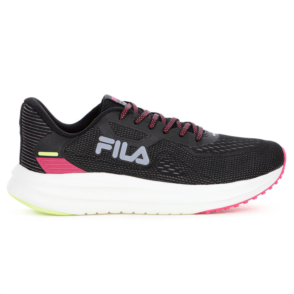 Tênis Fila Fastness Preto Rosa e Verde Limão - Feminino
