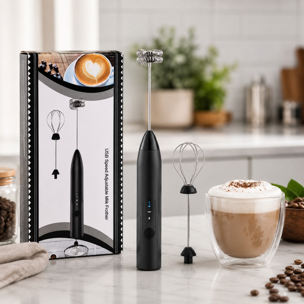 Mini Mixer Espumador de Leite USB Recarregável 3 Velocidades Portátil Para Café Cappuccino Chocolate Matcha