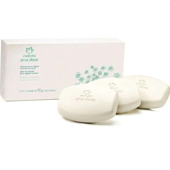 Sabonete Puro Vegetal Cremoso Erva Doce 3x90g cada Natura