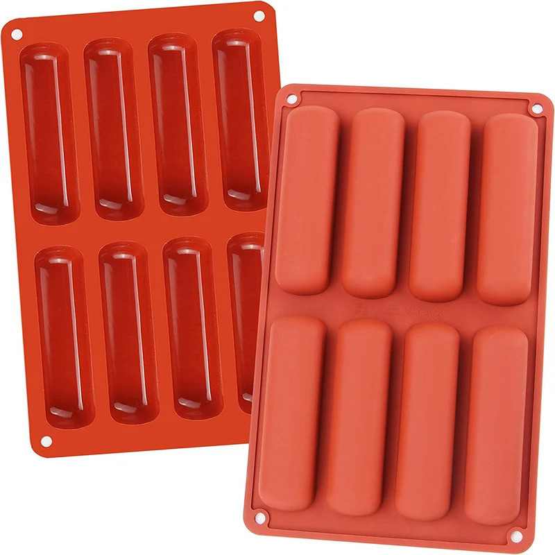 Forma de Silicone para Bolo Twinkie, Molde para Eclairs, Formas em Forma de Dedo, Bandejas de Silicone Cilíndricas para 
