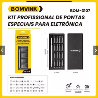 Kit Chave de Precisão Bomvink 24 Pontas Magnéticas para Celular Notebook Eletrônicos