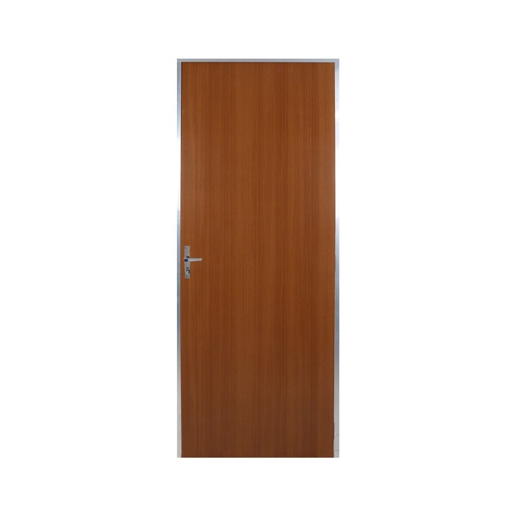 Kit Porta de Madeira Lisa 212x85cm com Batente de Alumínio 3,6cm Ecomadeiral MGM Abertura Direita Marrom/Mogno Mogno
