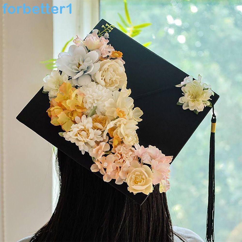 Boné De Formatura De Flores FORBETTER , Chapéu Acadêmico De Solteiro Ajustável Com Borlas , Trincheira Franjas